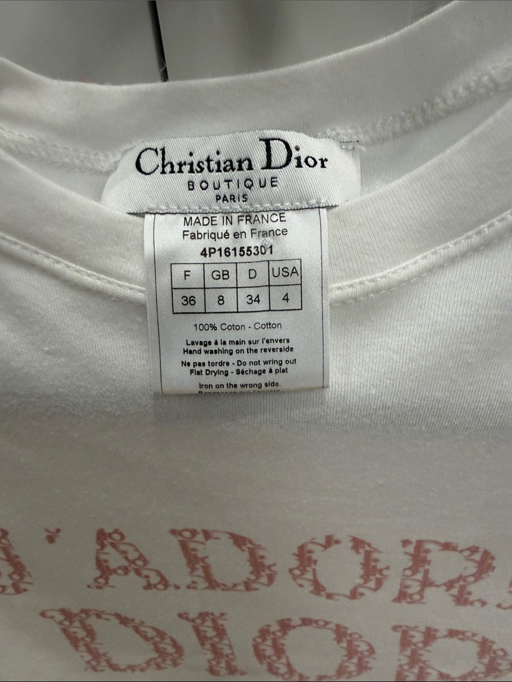 Dior White Tank Top with Pink 'J'Adore Dior' Logo - Picture 2 of 6